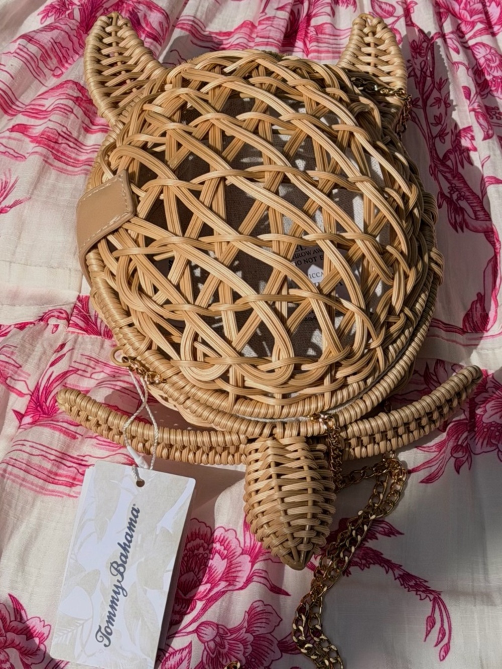 NWT Tommy Bahama Natural Woven Turtle Crossbody Gold Chain Viral, Great Gift🐢🫶🌴